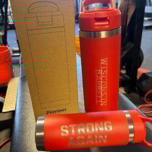 Wisconsin Barbell 18oz Water Bottle – Red