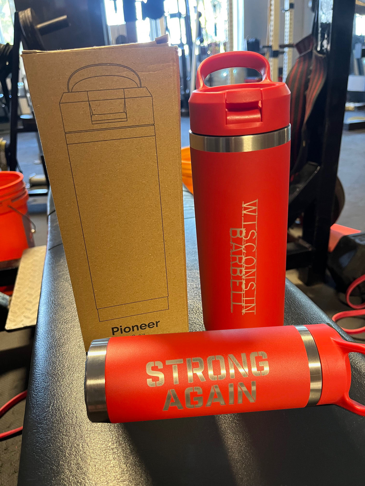 Wisconsin Barbell 18oz Water Bottle – Red